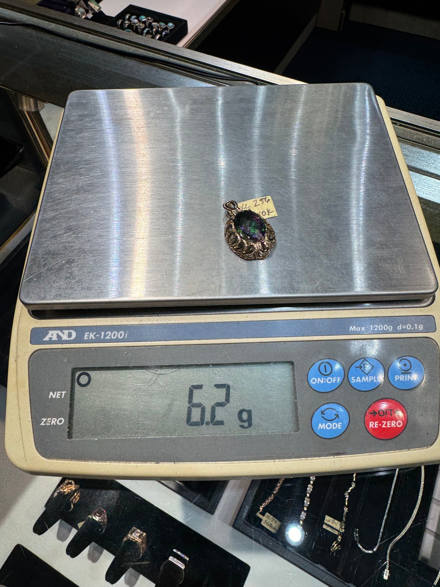 10k CI Natural Mystic Topaz Pendant Charm Necklace Nice