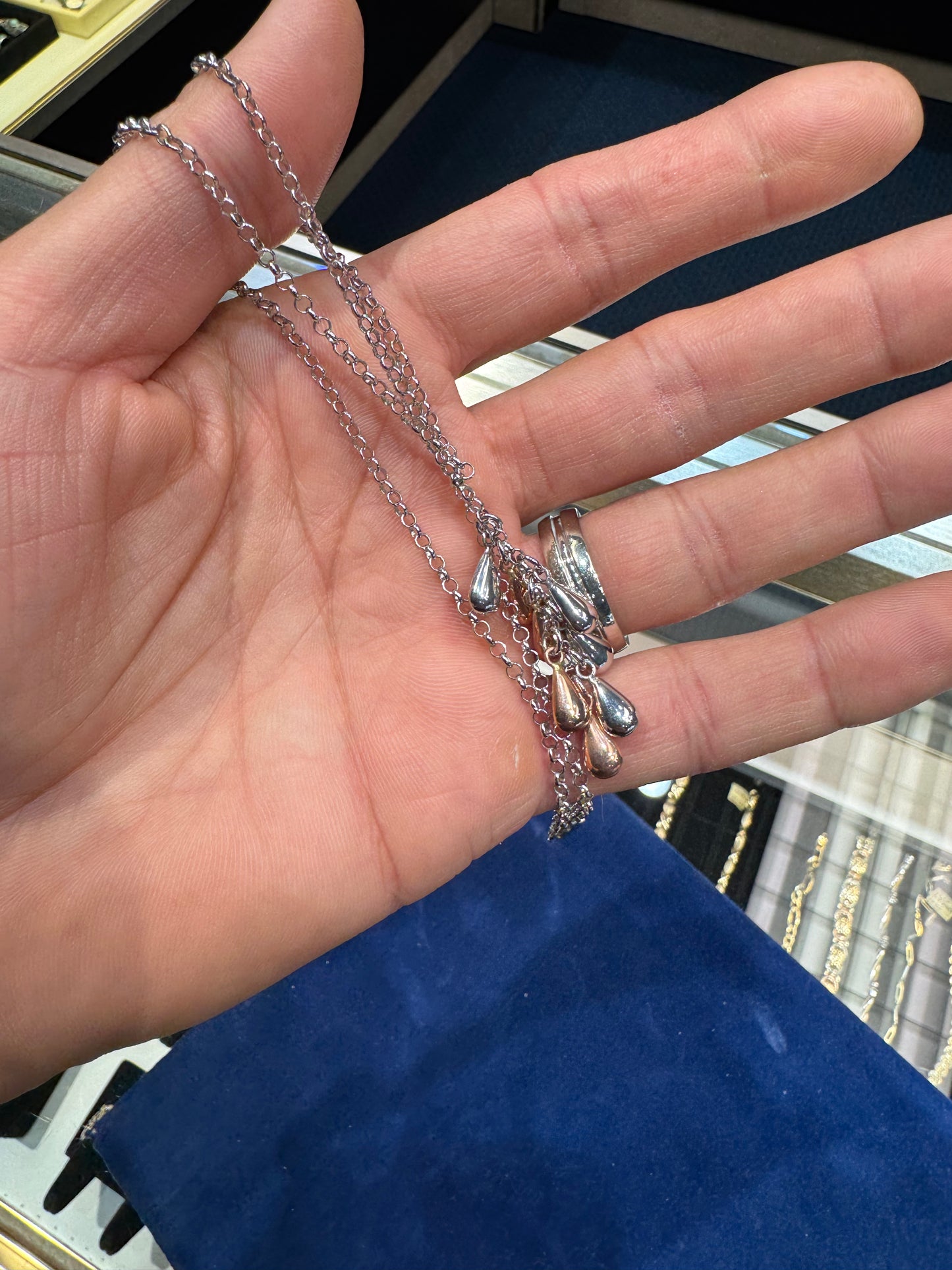 14k Gold Two Tone Drop Cocktail Necklace Nice 16 Inch