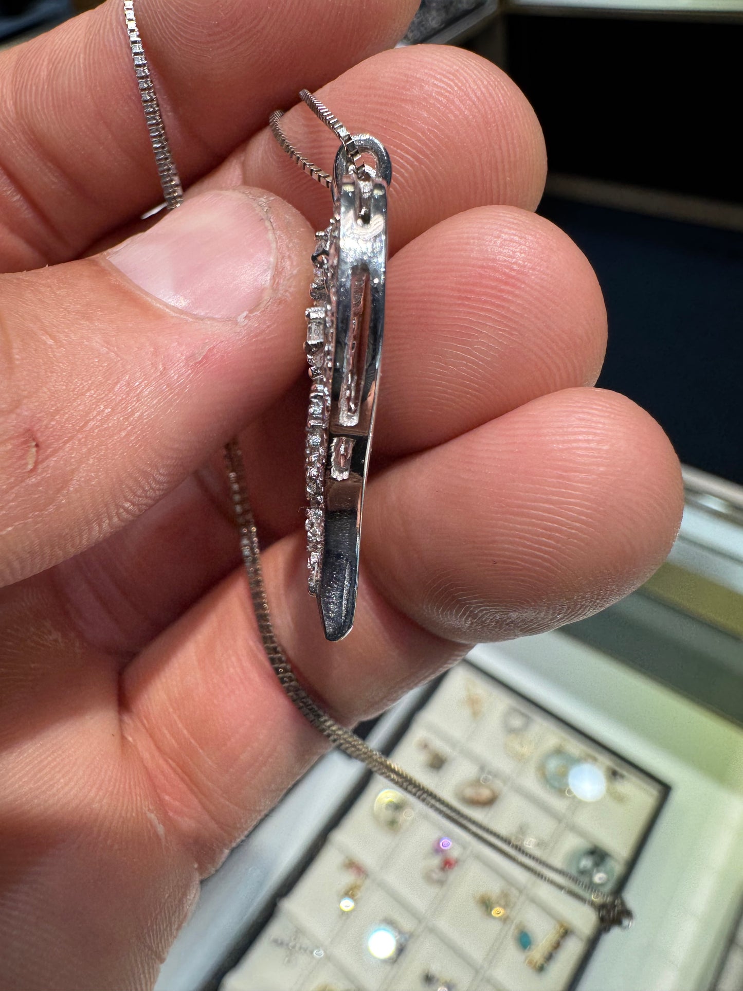 14k White Gold F/Vvs 1.53 Carat Natural Custom Vintage Diamond Heart Pendant