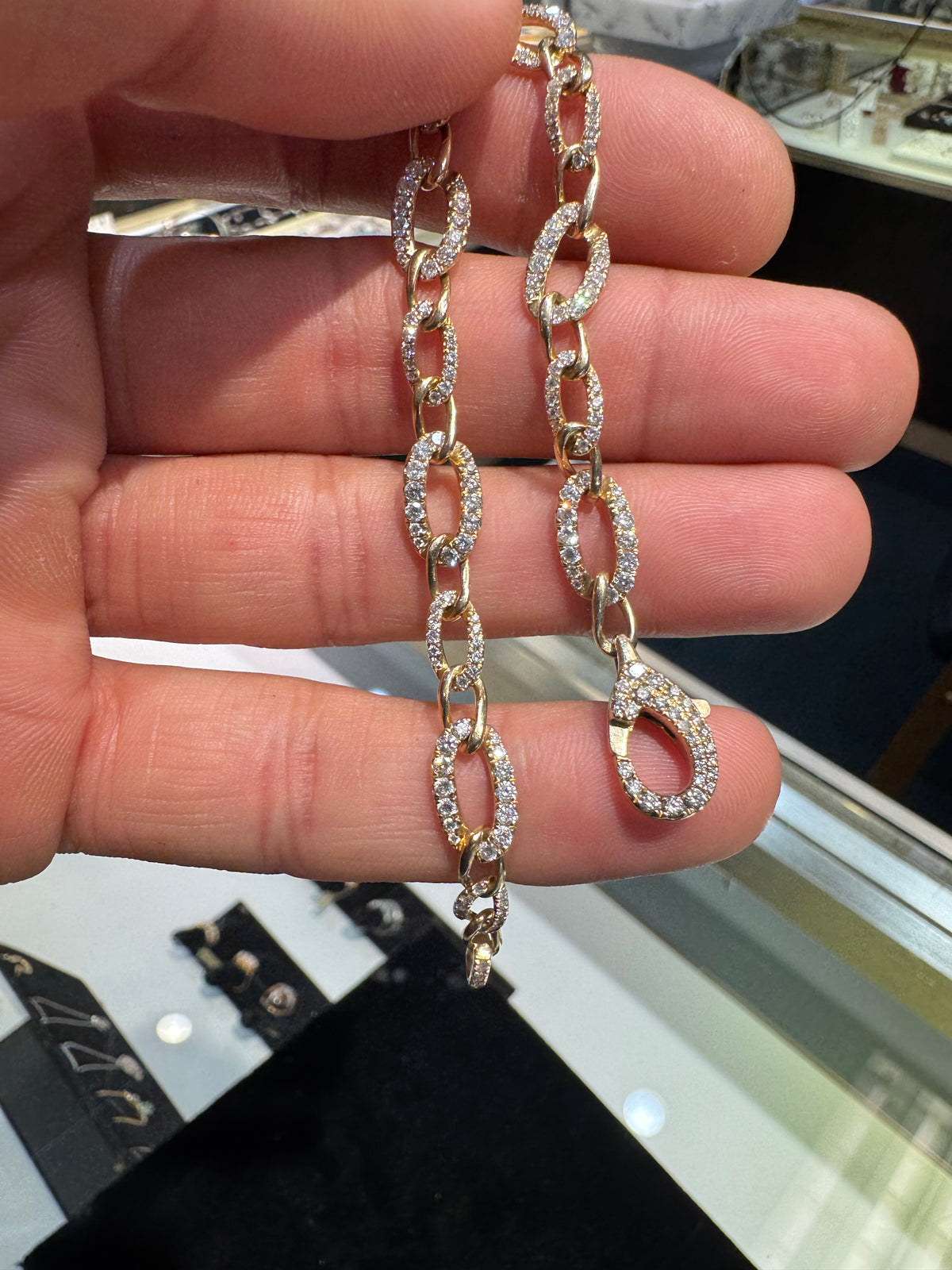 14k yellow gold 1.6 carat diamond tennis bracelet Natural.