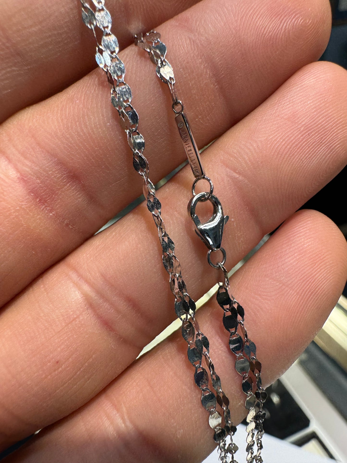 14k White Gold LANA Blake Necklace Neiman Marcus Authentic 16 Inch Nice Designer