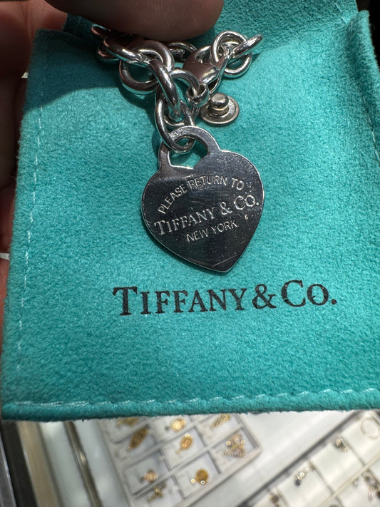 Authentic Return to Tiffany & Co Heart Tag Charm Bracelet 925 Sterling Silver