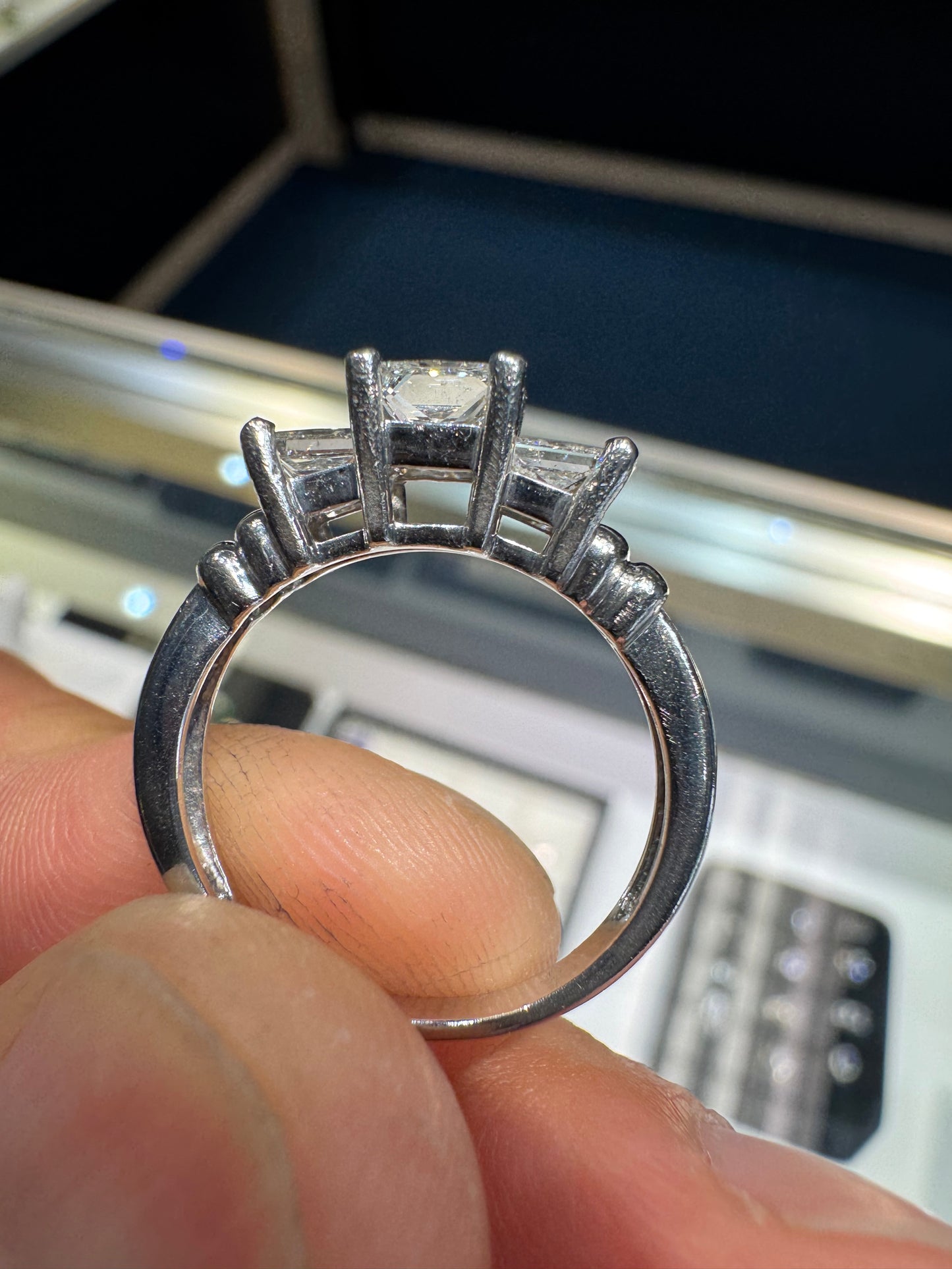 Platinum 950 Past Present Future Diamond Ring 1.50 Carats I/J Si2 Size 7 Natural