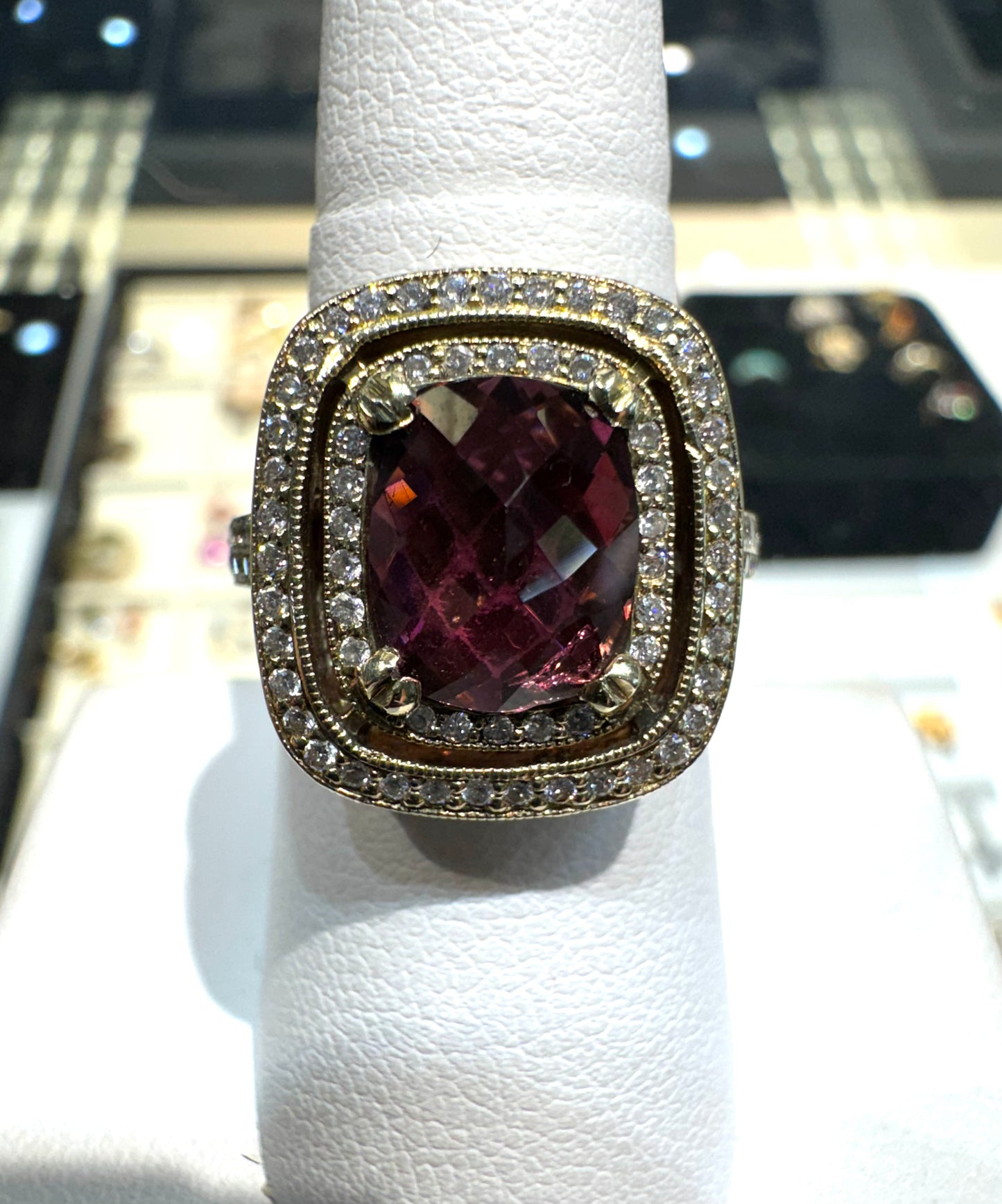 14k Sapphire & Diamond Cocktail Ring Nice 4 Carats Natural