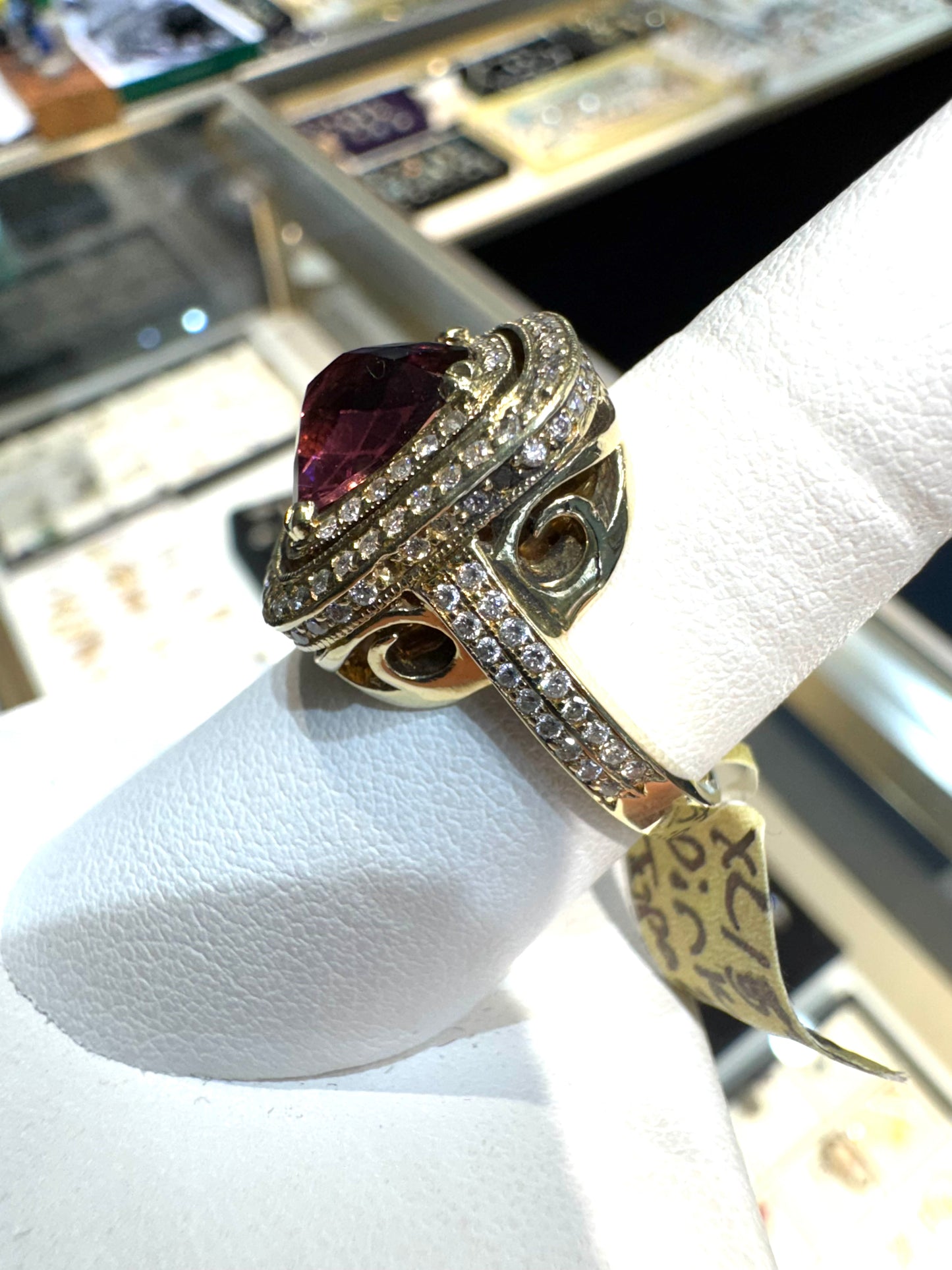14k Sapphire & Diamond Cocktail Ring Nice 4 Carats Natural