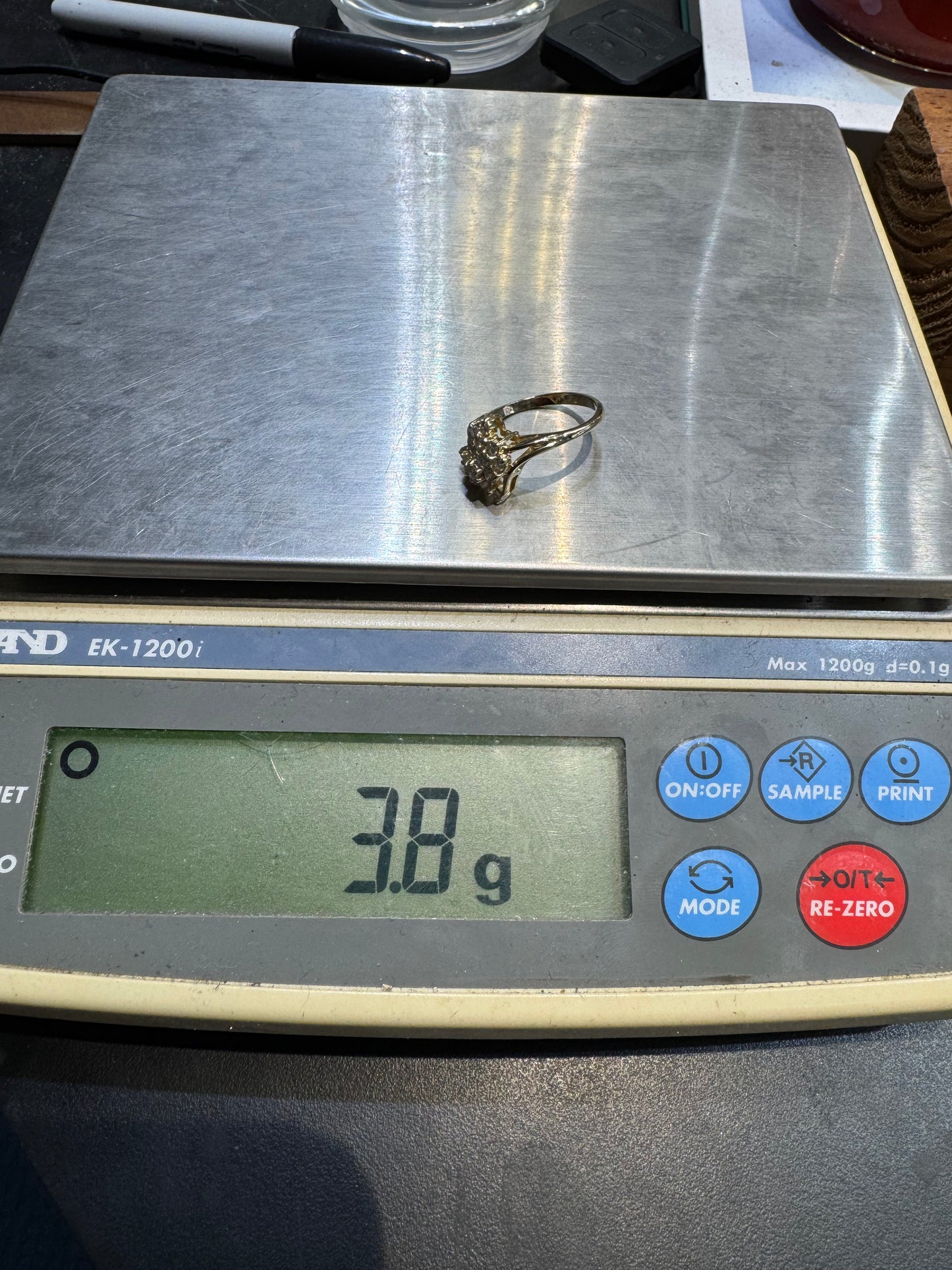 14k Yellow Gold Diamond Cocktail Ring Vintage .75 Carats Si2 Natural Size 7.75