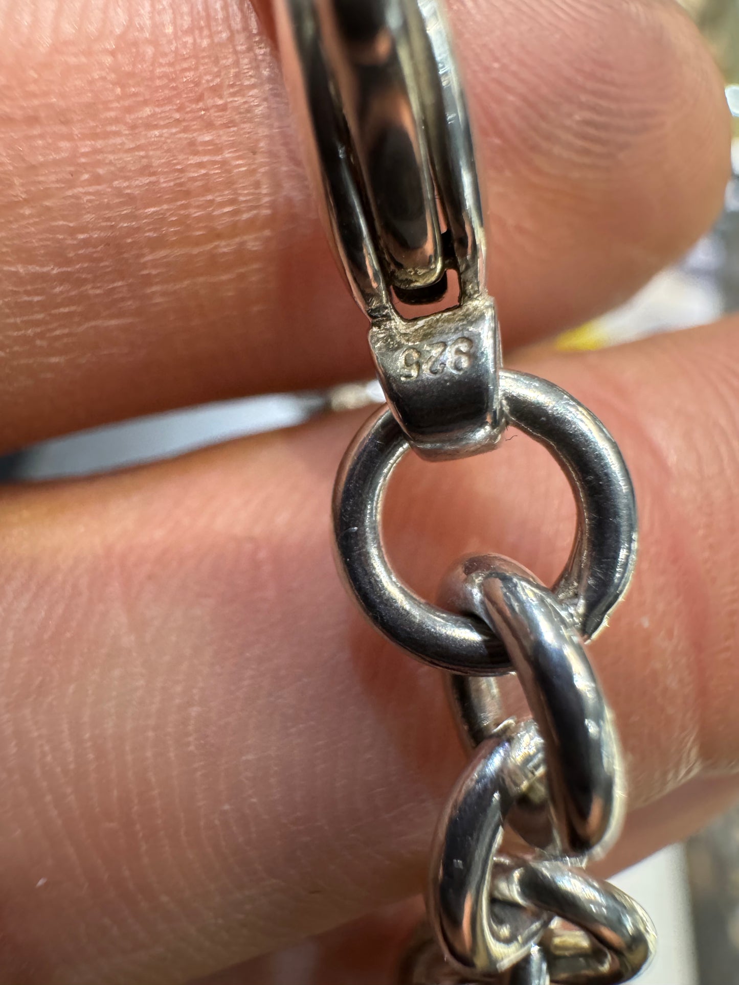 Authentic Tiffany & Co. Sterling Silver Open Heart 7.75" Charm Bracelet Nice
