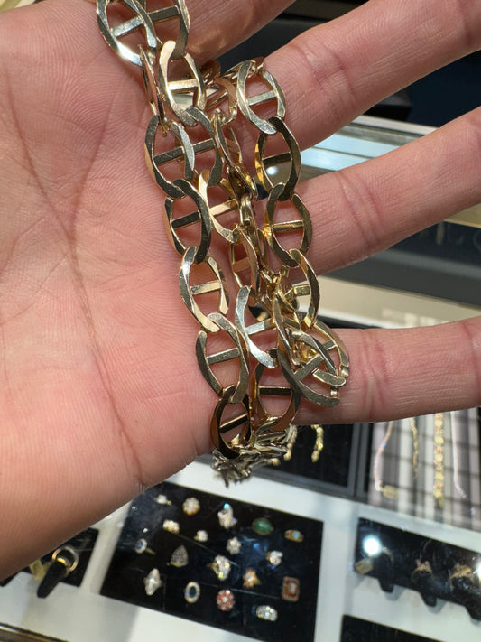 10k Gold Mariner Link Necklace Heavy Nice 35.6 Grams 7mm Excellent