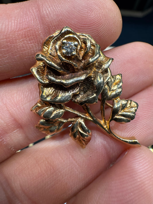 14k Gold Tiffany & Co Diamond Brooch Pin Nice