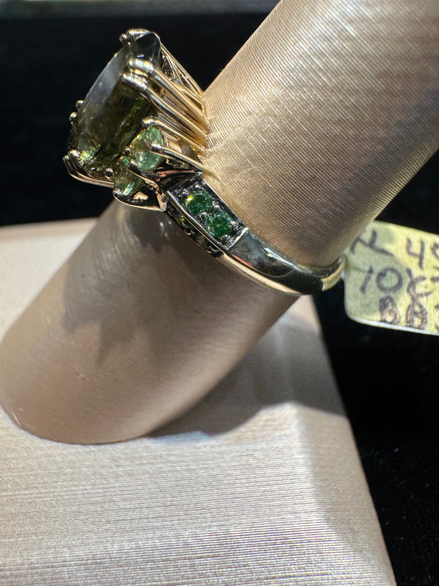 10k Moldavite Gemstone Ring Thailand Nice 3.5 Carats
