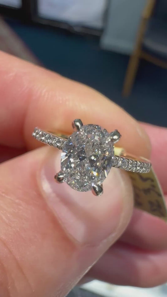 GIA Certified 18k Gold Oval Diamond Engagement Ring .85 Carats