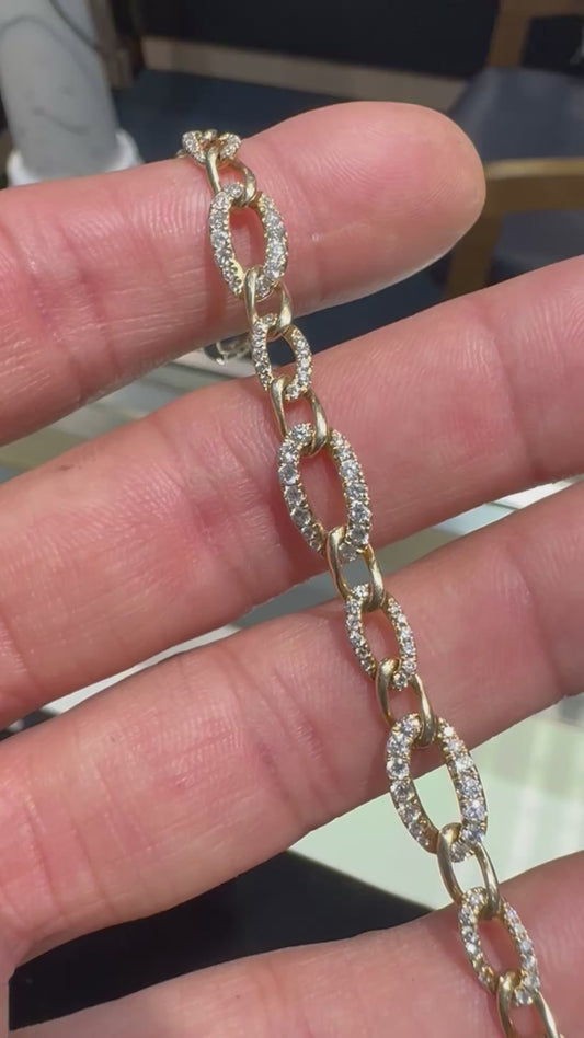 14k yellow gold 1.6 carat diamond tennis bracelet Natural.